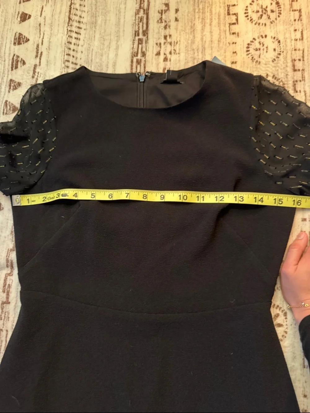 Ann Taylor Dress with Sheer Metallic Statement Sleeves - wedding guest - Picture 10 of 11